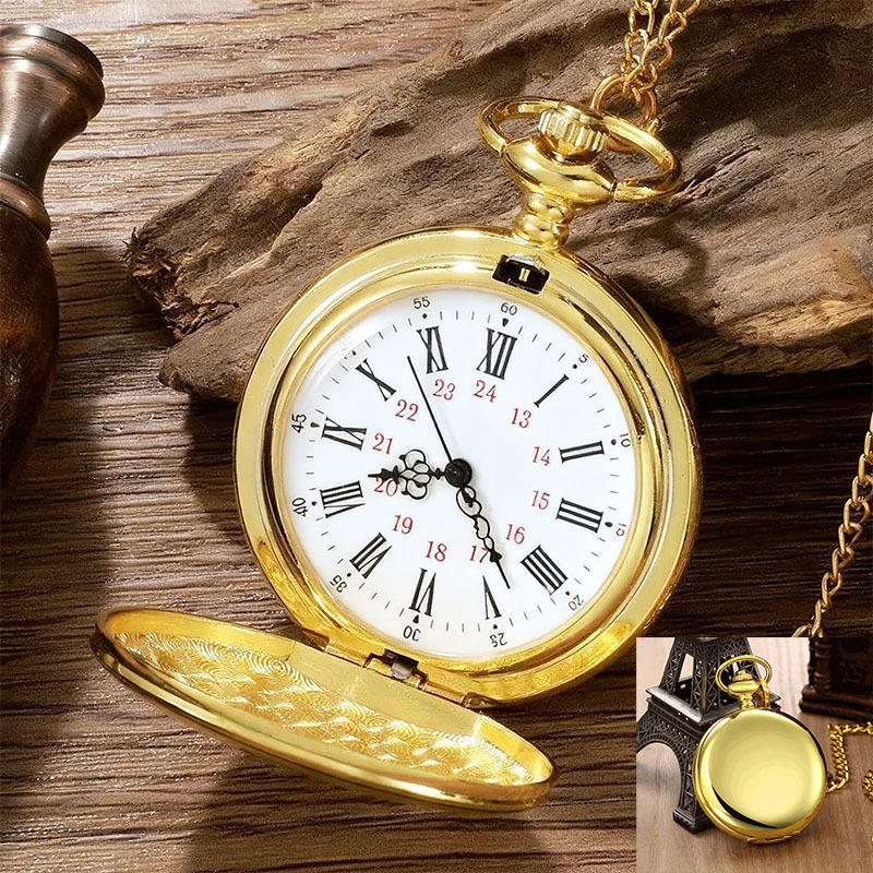 Vintage Taschenuhr mit Klapp-Deckel, Goldkette