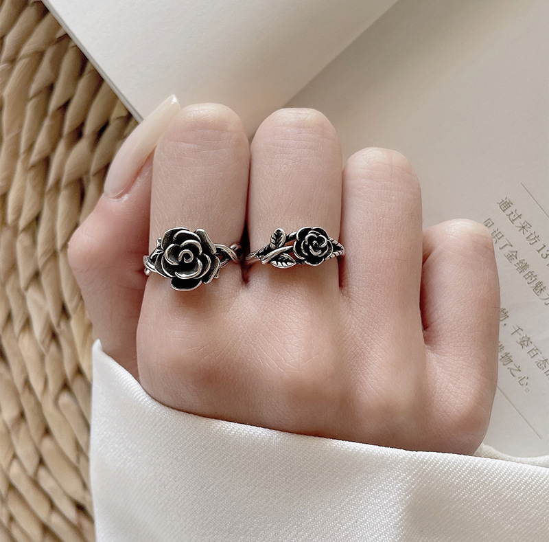 925 silver flower open ring, Thai silver, non-tarnishing