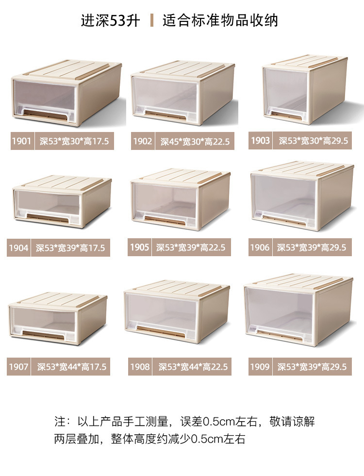 Transparent drawer storage box, for shoes and clothing