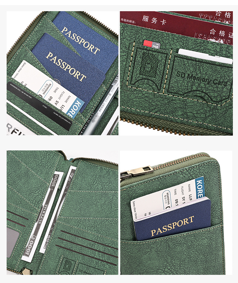 RFID Reisepass-Etui, Reißverschluss, Reisedokumente