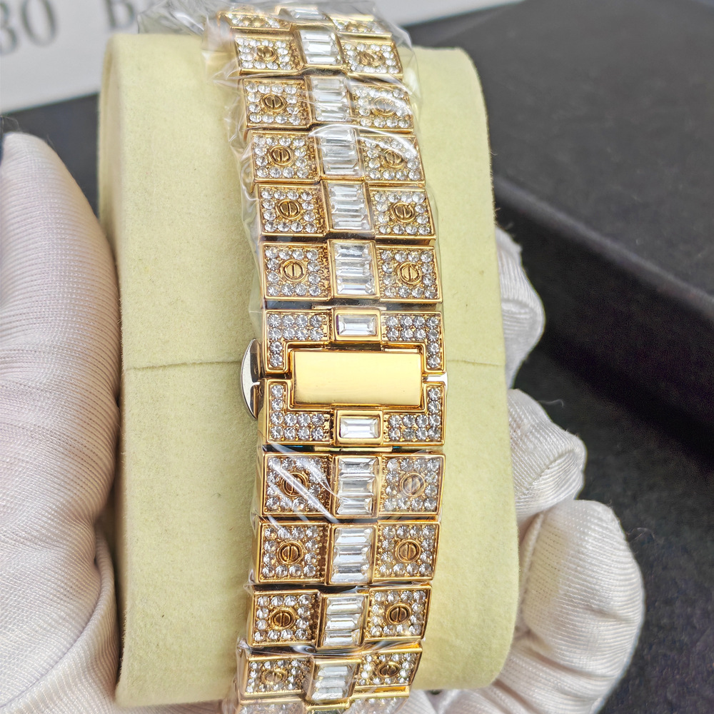 Herren-Quarzuhr, diamantbesetzt, Hip-Hop-Stil, Luxusdesign