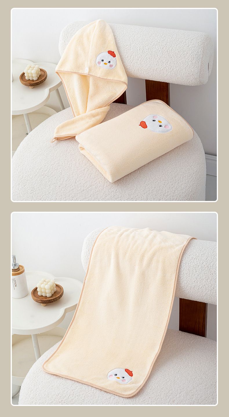 Hühner-Stickerei-Handtuchset, Korallenfleece, weich