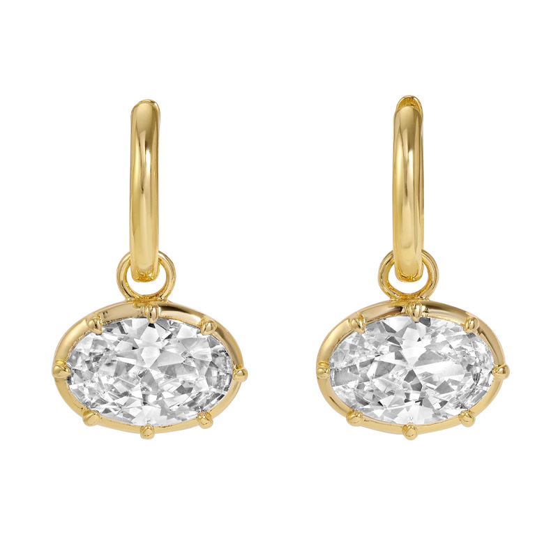 Women's Oval Earrings, Rhinestone, Lightweight Luxury
