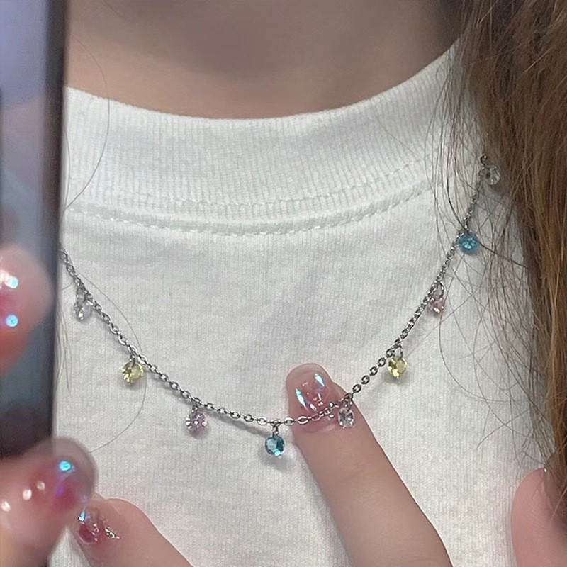 S999 Sterlingsilber Halskette Damen Zirkonia Schlüsselbein-Kette