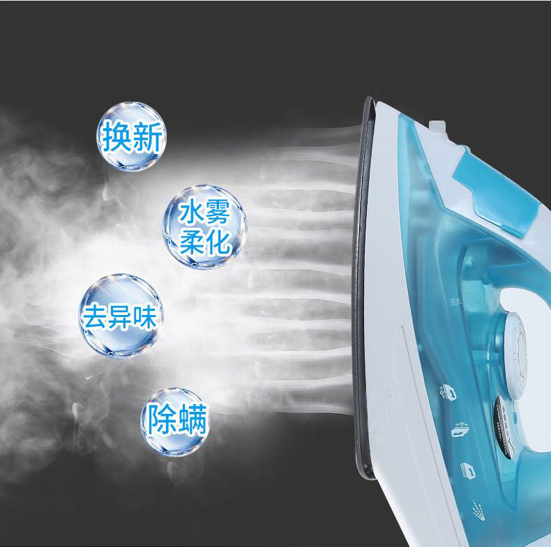 Electric steam iron, handheld and hanging, dry and wet use