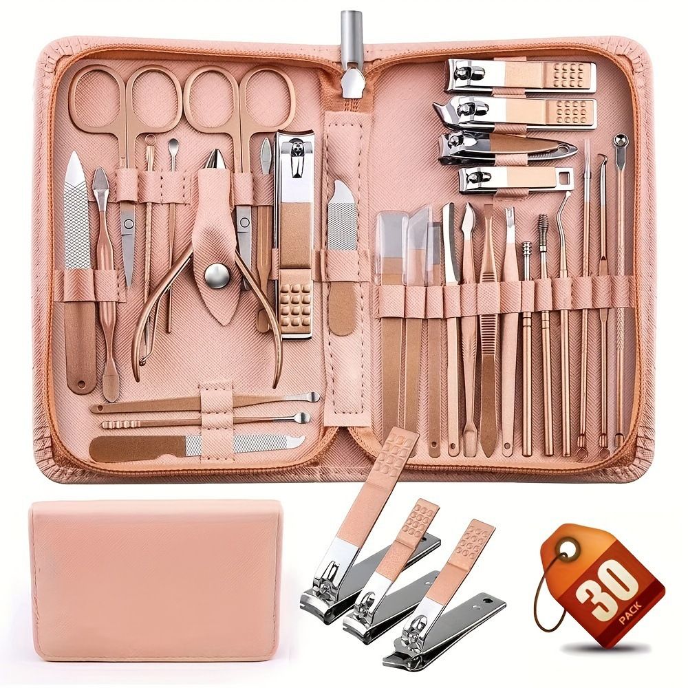 Nagelkunst-Werkzeugset 30-teilig mit Reißverschluss-Etui