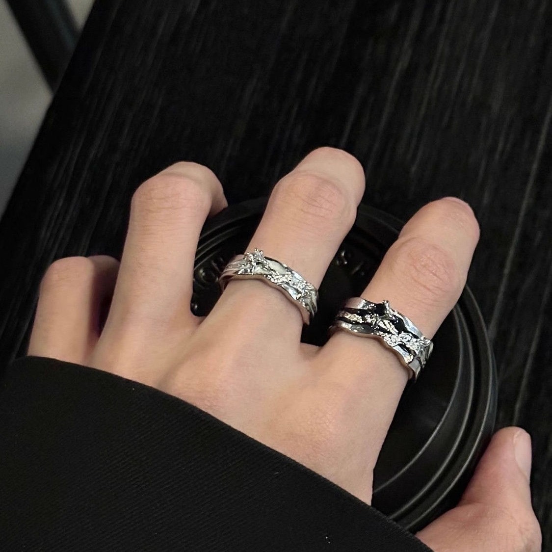 Star Burst Ring, Men and Women, Dark Style, Luxury