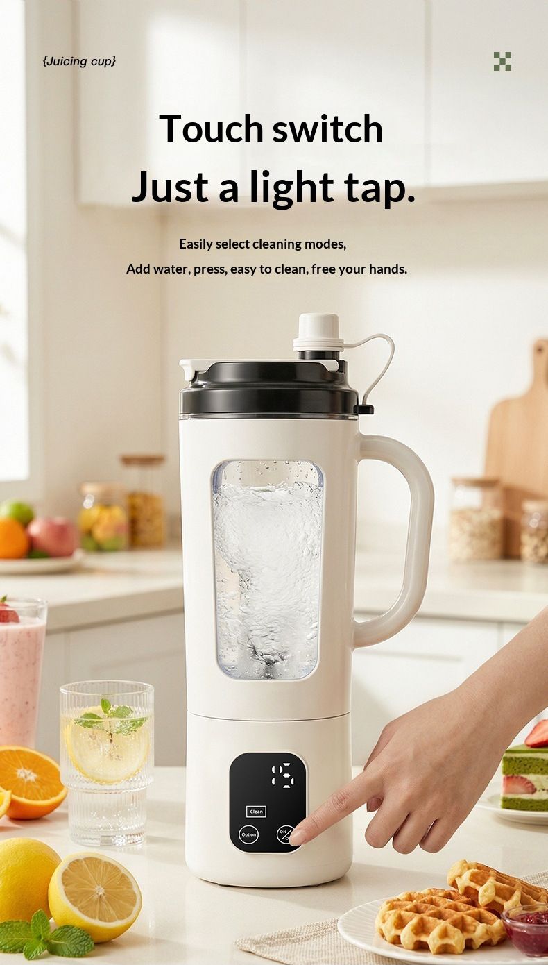 Portable USB rechargeable blender with 8 blades, touch screen, ice crushing function