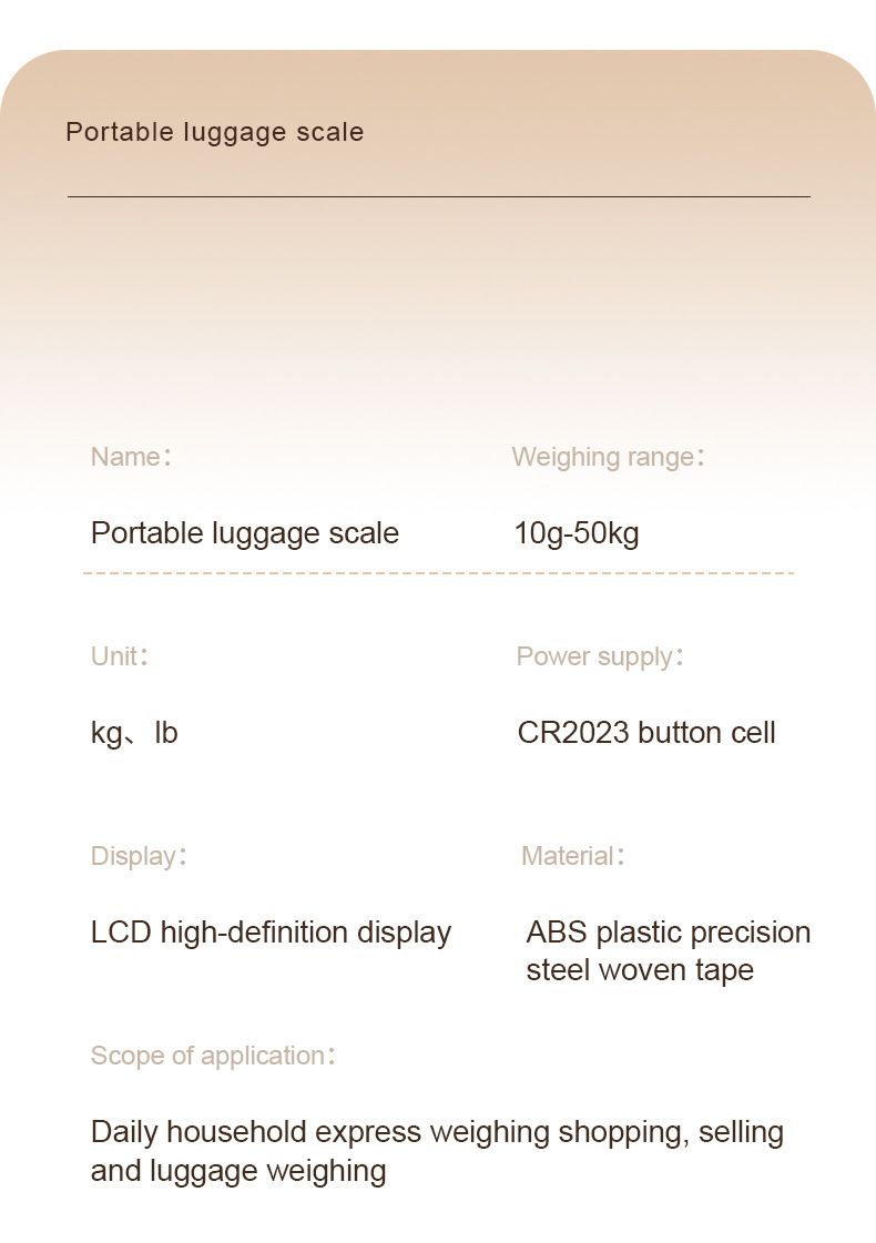 Portable Luggage Scale with Hook, High Precision