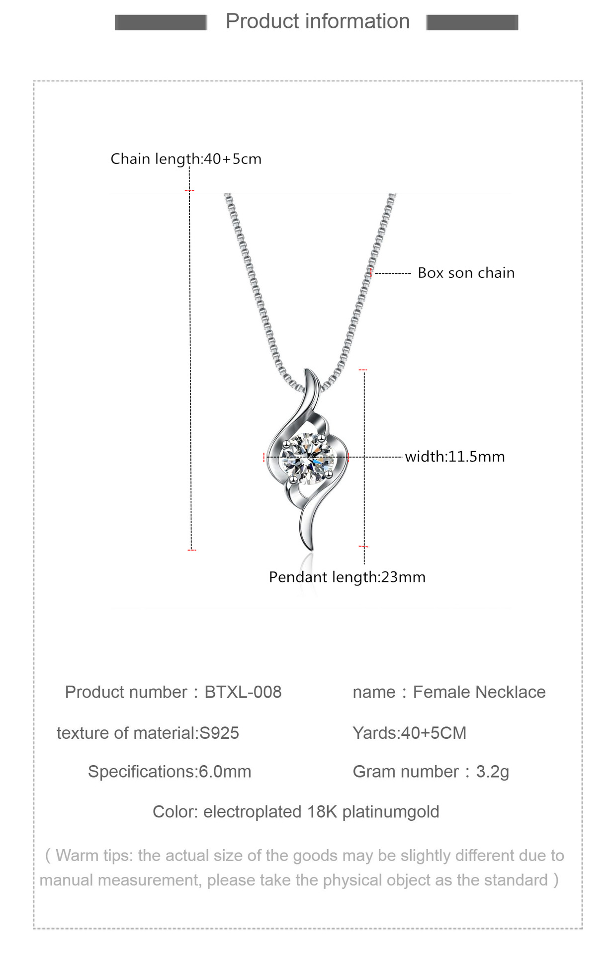 Moissanit-Anhänger-Halskette S925 Sterlingsilber rhodiniert