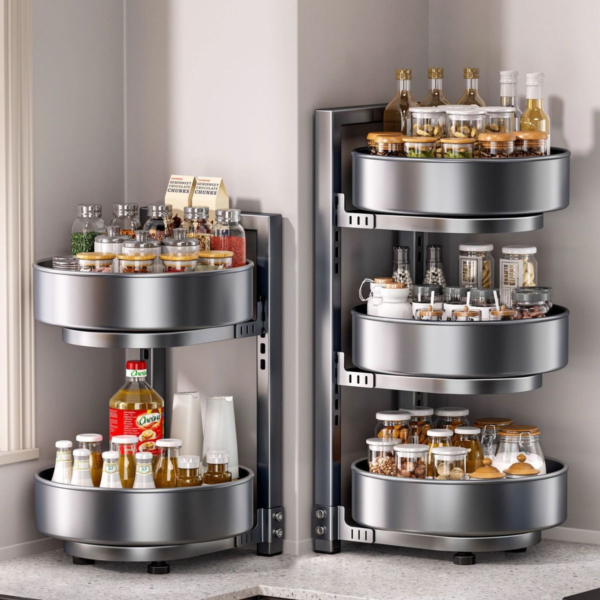 Rotating seasoning rack, multifunctional kitchen countertop organizer