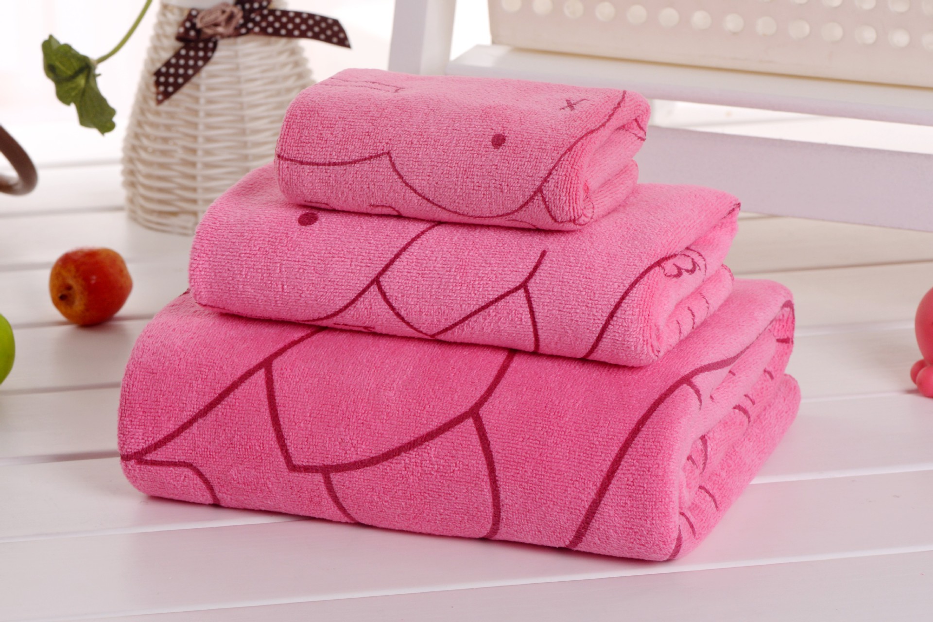 Baskılı banyo havlusu seti, 3 parça, yetişkin unisex