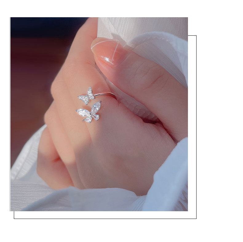 Butterfly ring for women, minimalist style, stackable