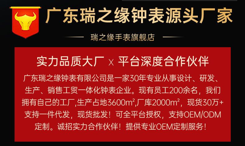 瑞之缘亚马逊爆款金色男士跨境手表男款大金表高档防水手表男外贸