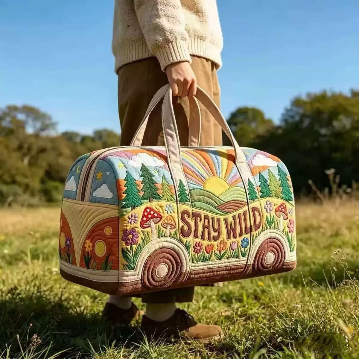 Gesteppte Reisetasche mit 3D-Druck