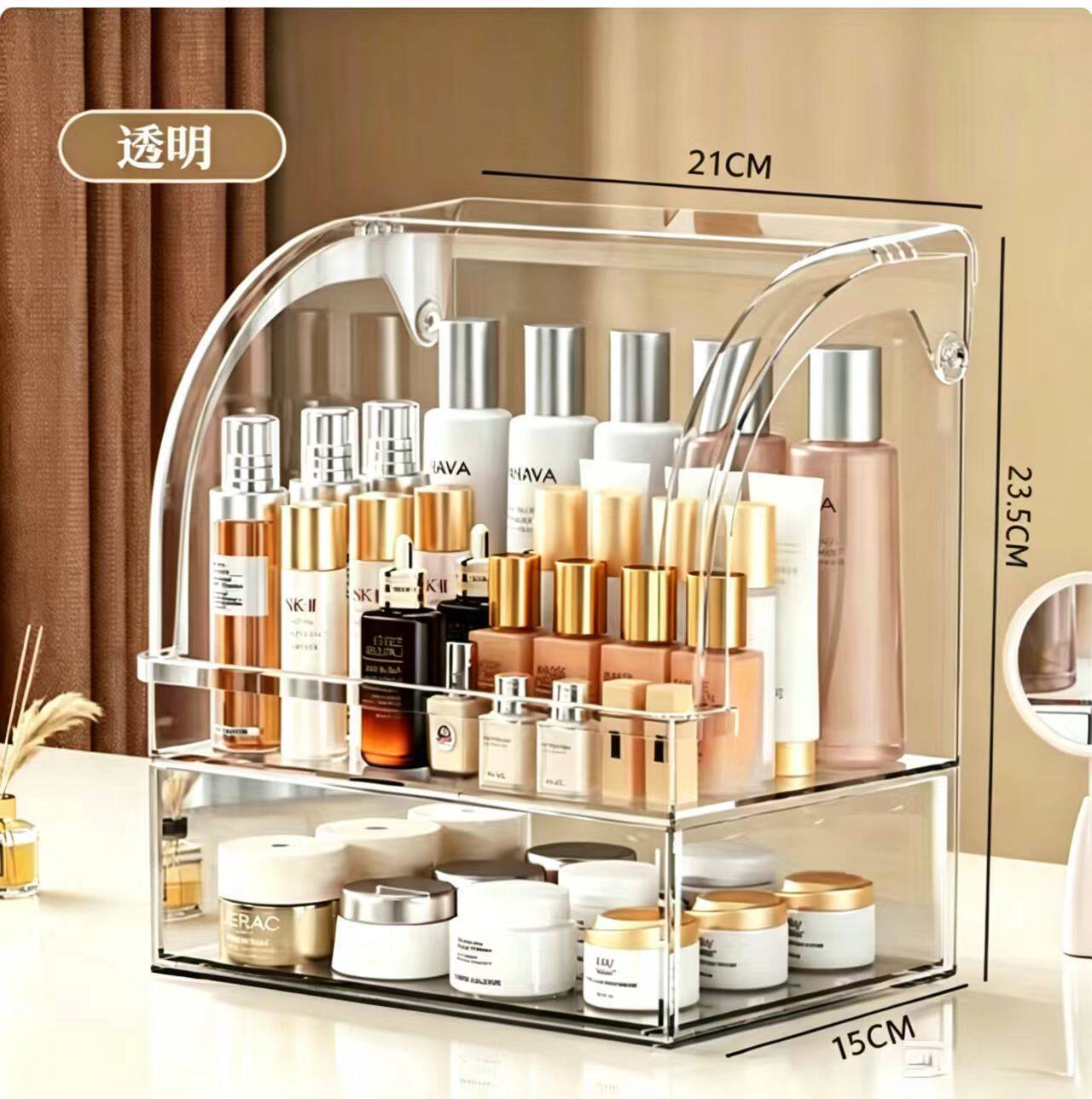 Acryl-Make-up-Aufbewahrungsbox mit Schubladen, staubdicht