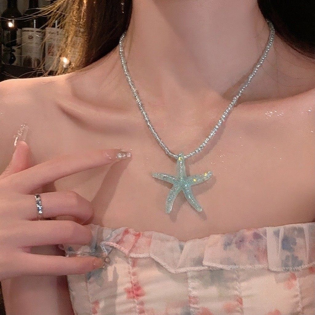 Pearl and shell bead necklace, beach vacation style