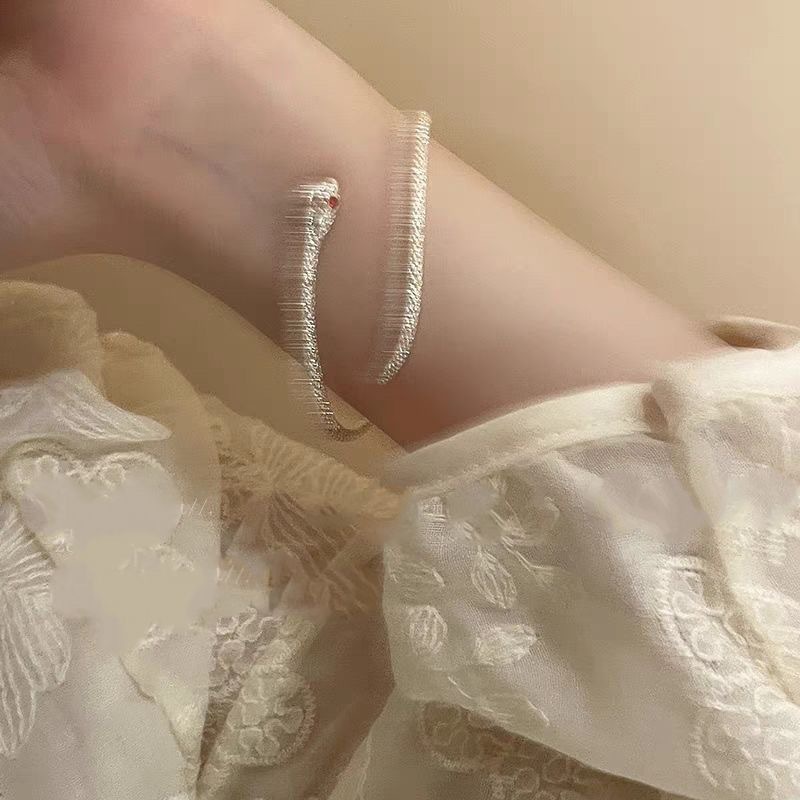 Silver snake bracelet, adjustable, textured design