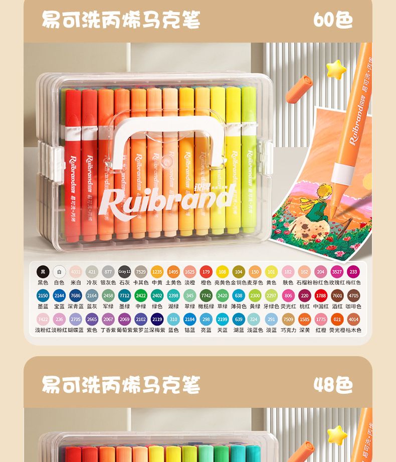 Acrylic pen set, washable, quick-drying
