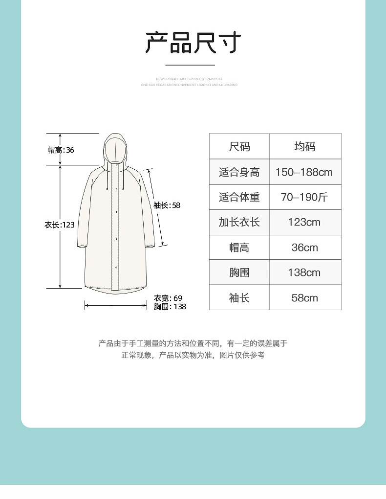 EVA Disposable One-Piece Raincoat