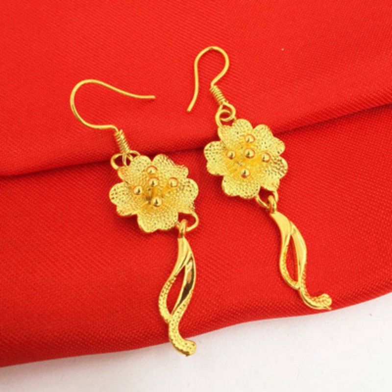 Vietnam sand gold earrings, heart and water drop design