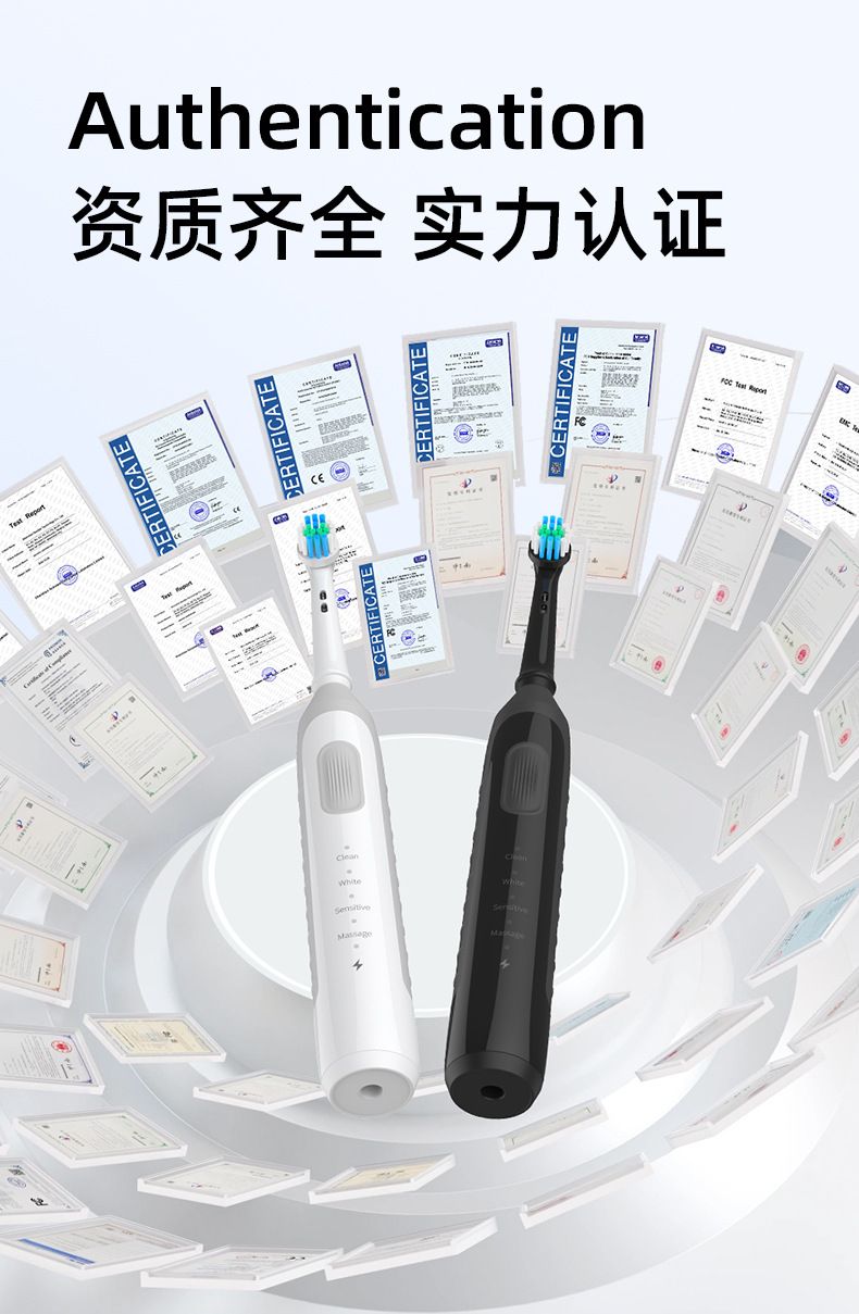 BX12旋转电动牙刷跨境升级款定制无线底座成人多功能圆头清洁牙刷
