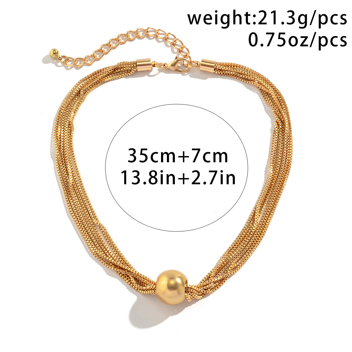 Multi-layer chain pendant necklace with spherical design