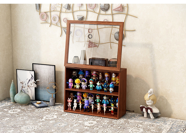 Solid Wood Vintage Storage Box with Drawers Desktop Display
