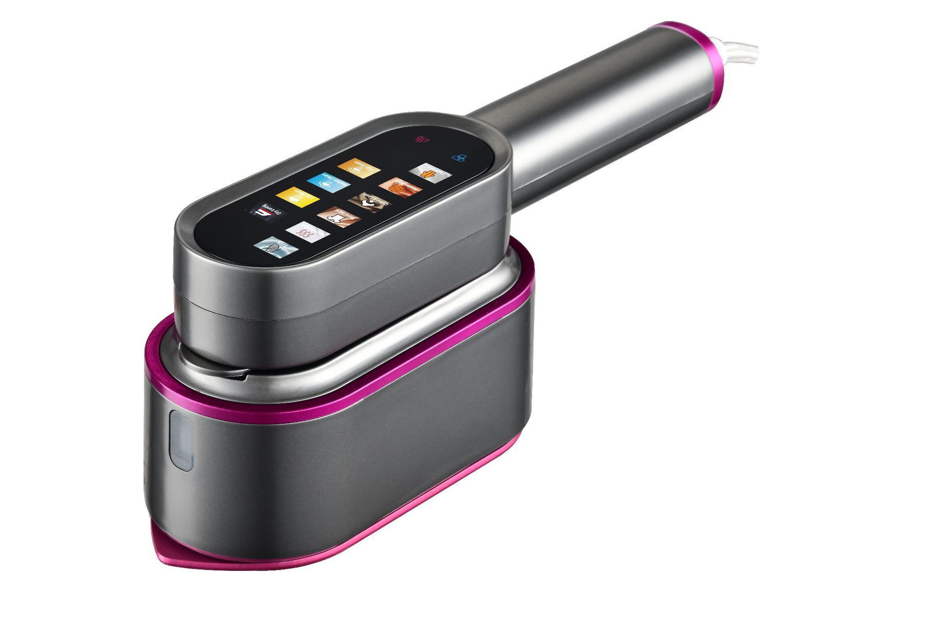 Foldable handheld garment steamer, touch screen, portable