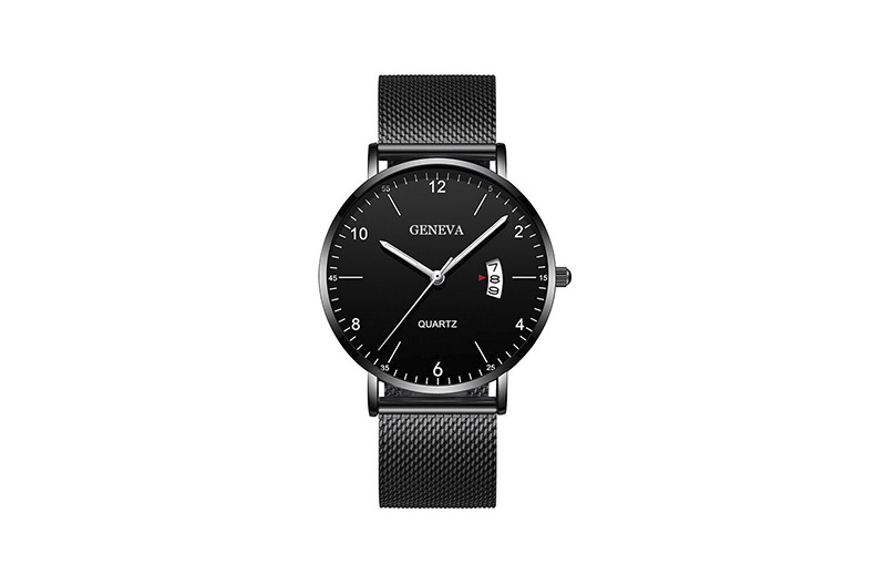 Men's quartz watch, luminous dial, mesh or leather strap