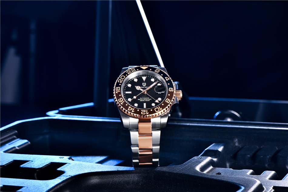 PAGANI DESIGN PD-1662 Herren-Automatikuhr, GMT, Leuchtkalender