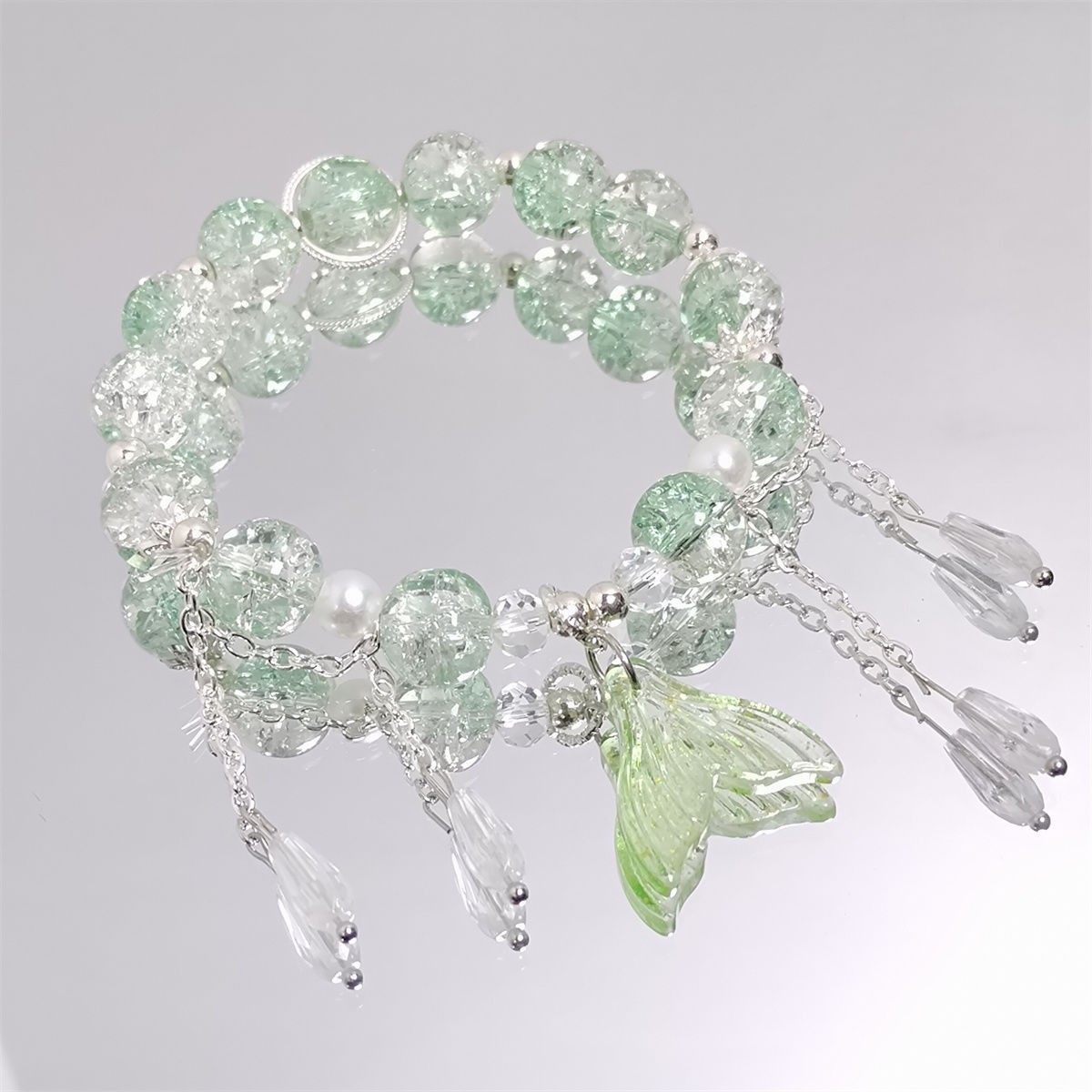 Crystal beaded bracelet, sweet forest design