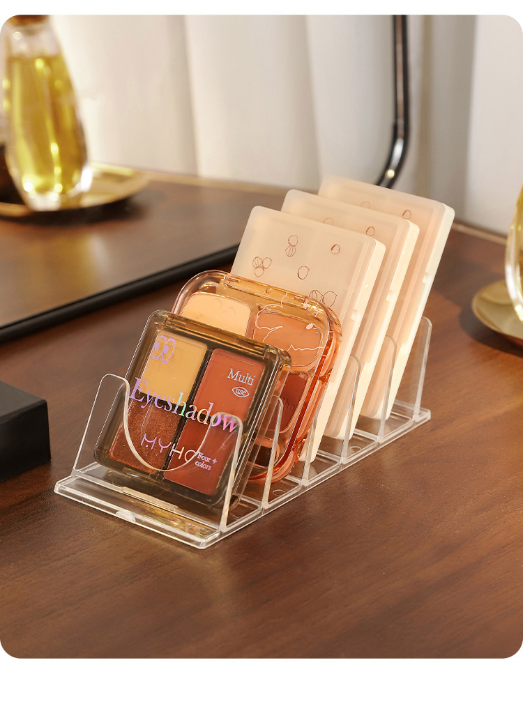 Multi-grid makeup storage box, transparent, desktop organizer