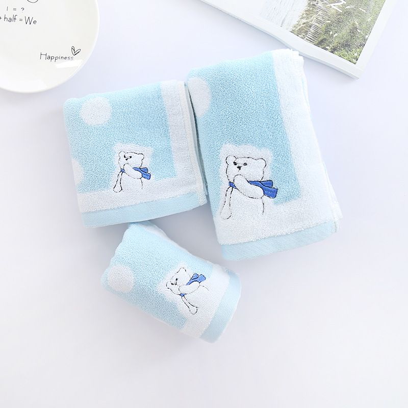 Cotton bath towel set 3-piece, adult and children