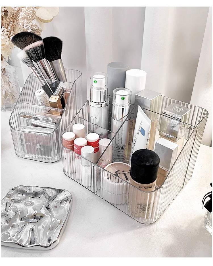 Transparent cosmetics storage box, desktop organizer