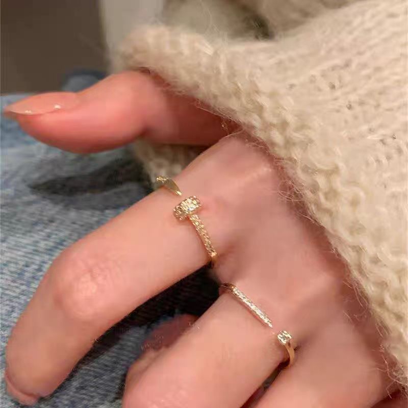 Zircon stone minimalist ring for women, stackable design