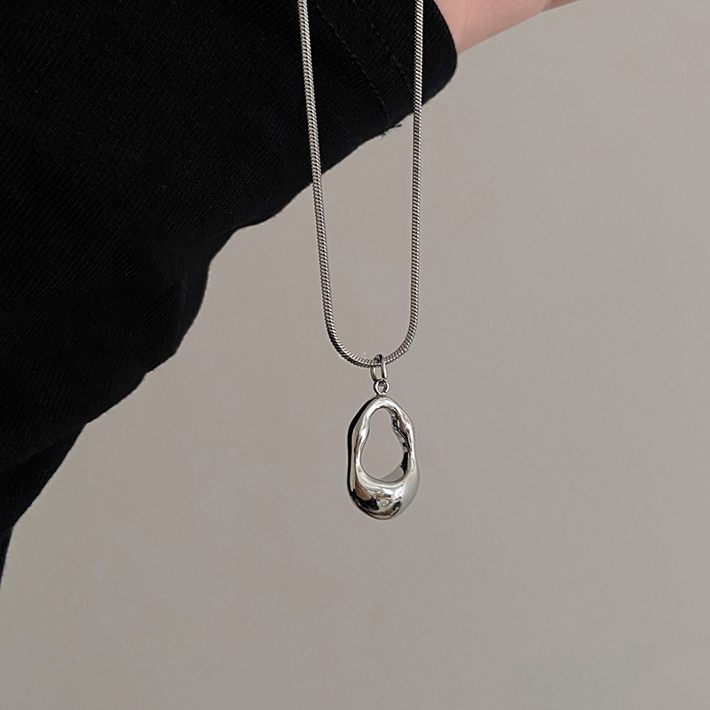 Stainless steel geometric necklace, minimalist design, pendant