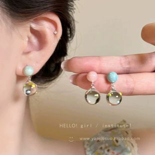 Dual pearl ear studs, circle earrings