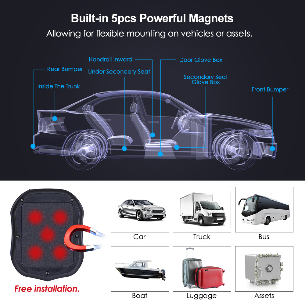 TK905B GPS tracker with 10000mAh battery, waterproof design