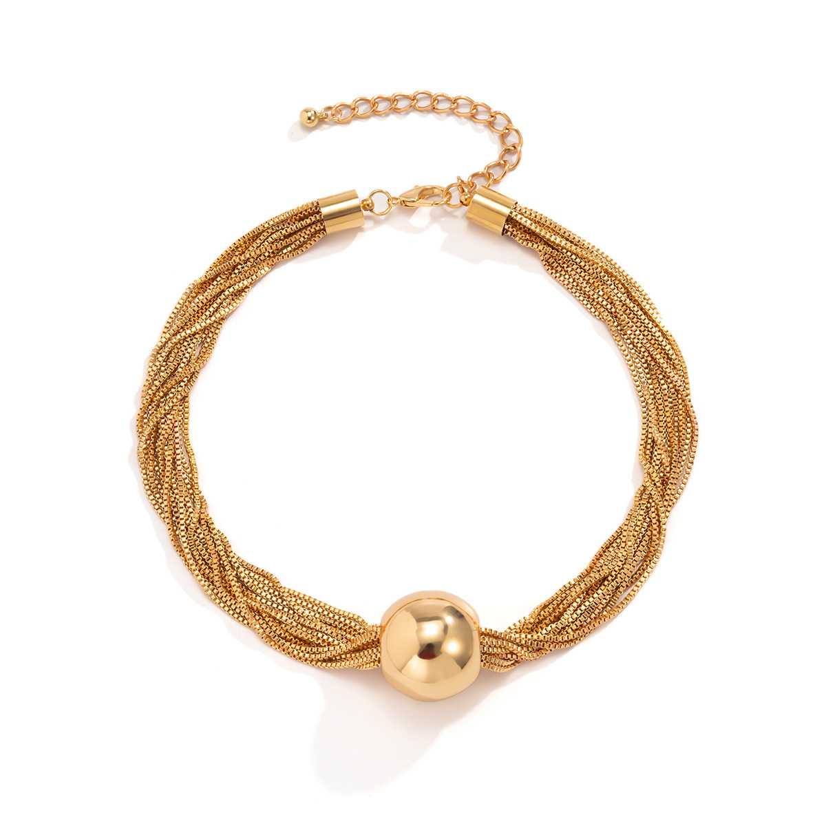 Multi-layer chain pendant necklace with spherical design