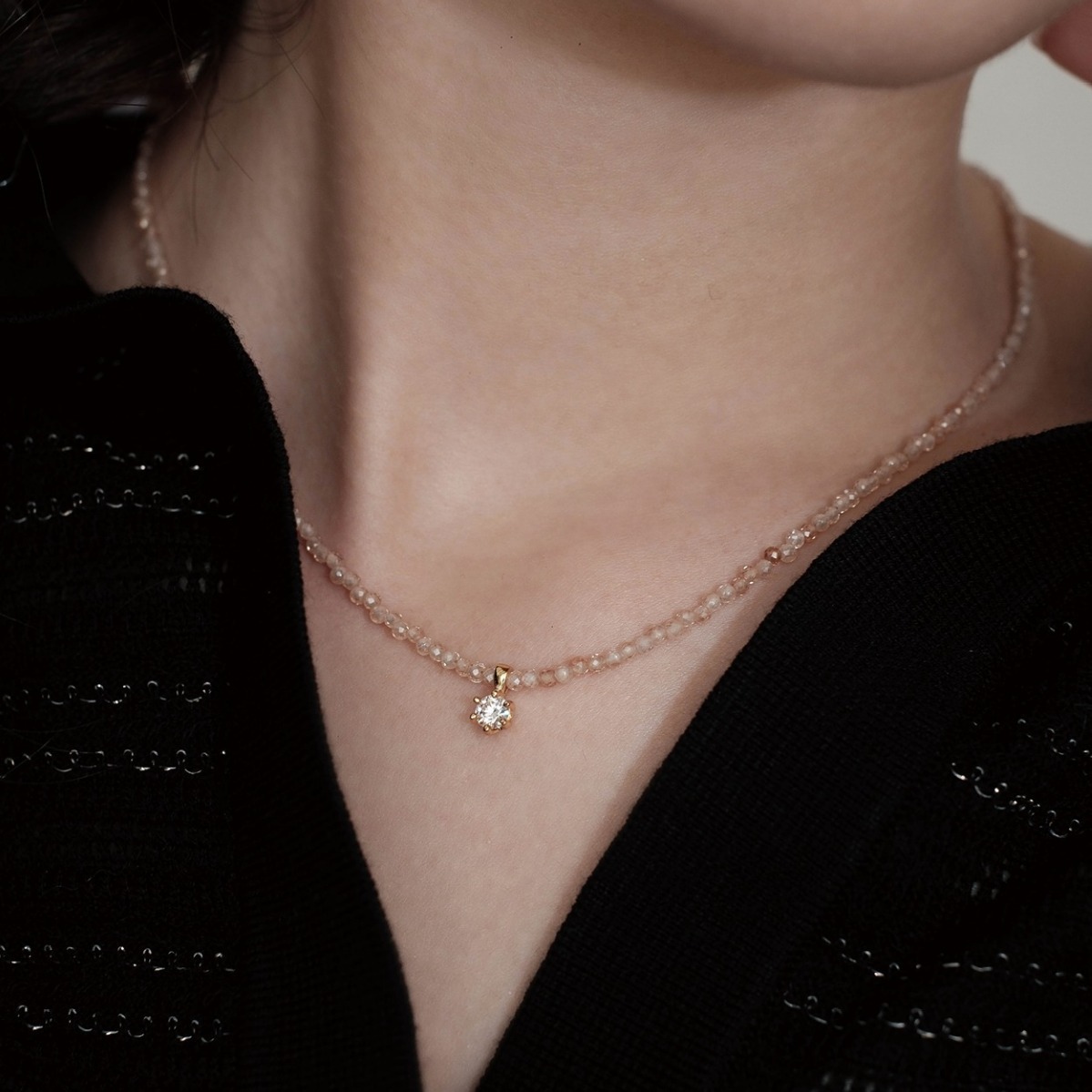Kolye, Sanswood, gümüş, zirkon ve moissanite
