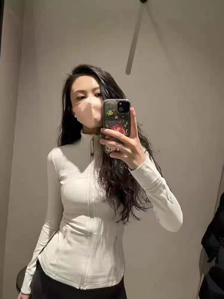 Yoga ceketi, çift taraflı fırçalı, nylon, uzun kollu