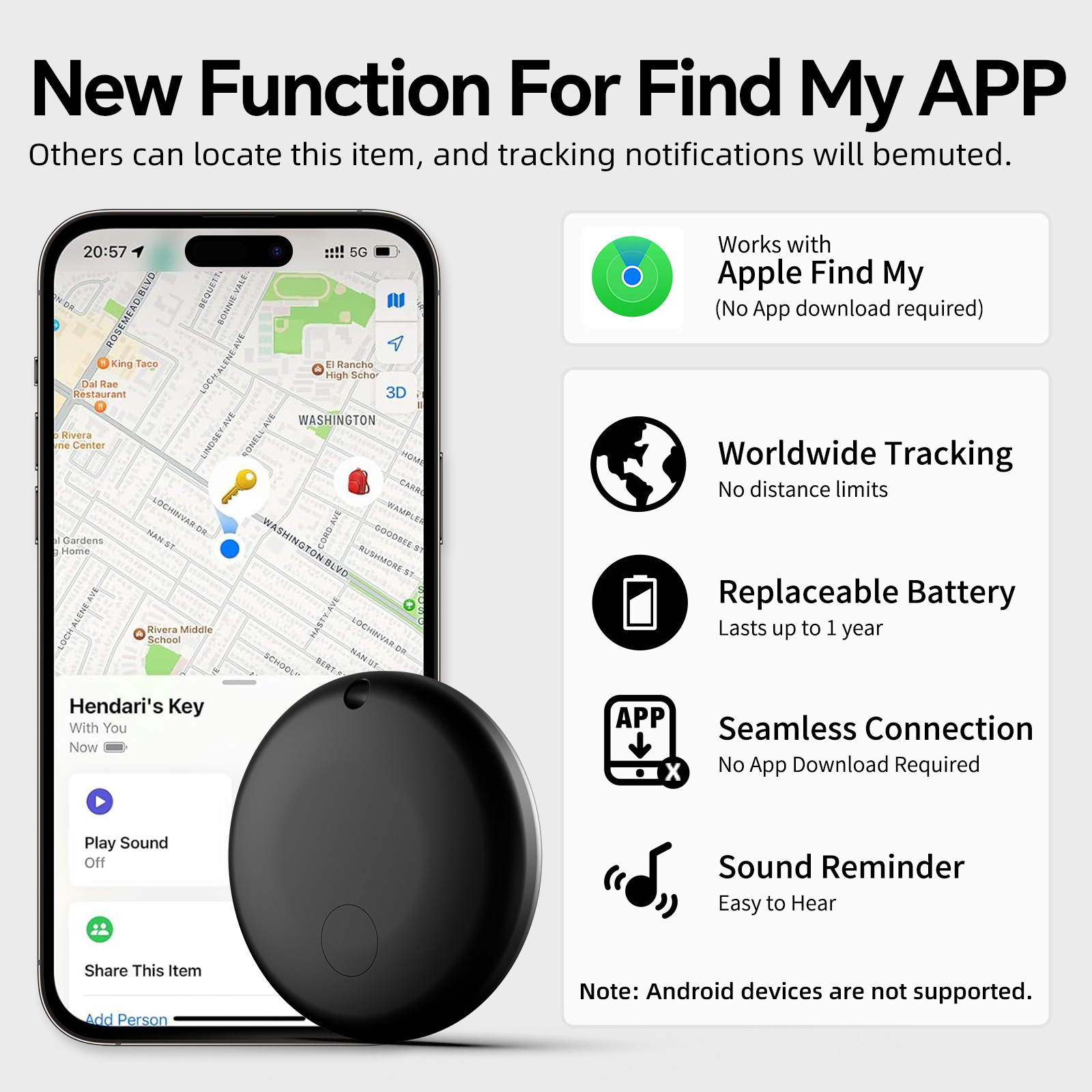 Airtag全球定位老人儿童蓝牙防走丢神器苹果FindMy专用防丢定位器