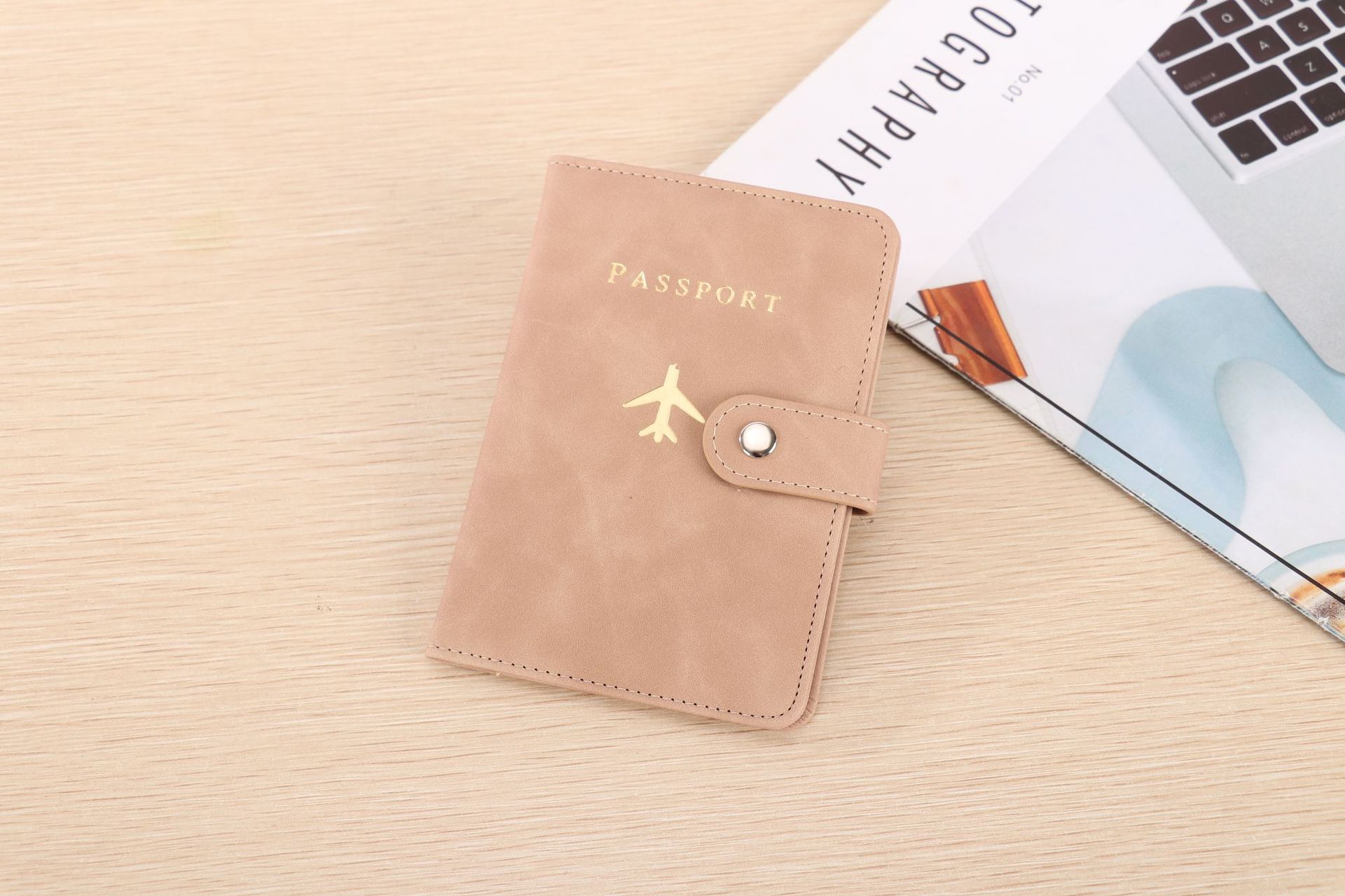 PU leather passport wallet, document storage, multi-card