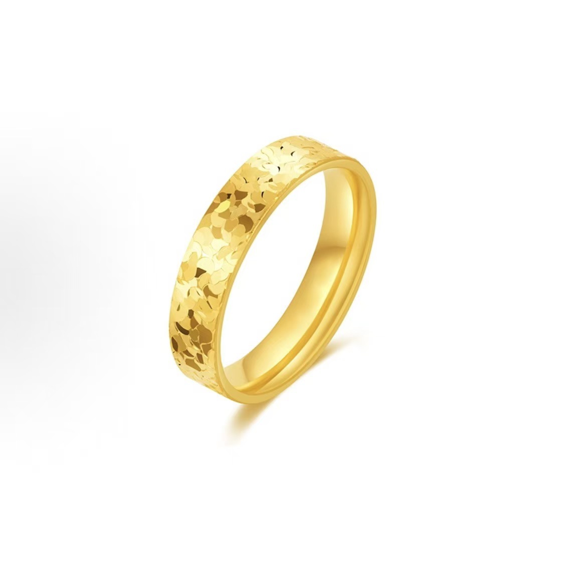 Crushed ice ring 2mm, gold-plated couple ring