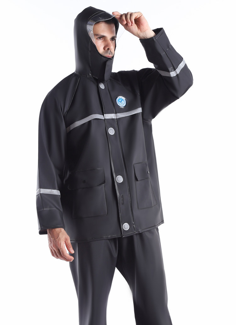 Men's raincoat and pants set, two-piece thickened