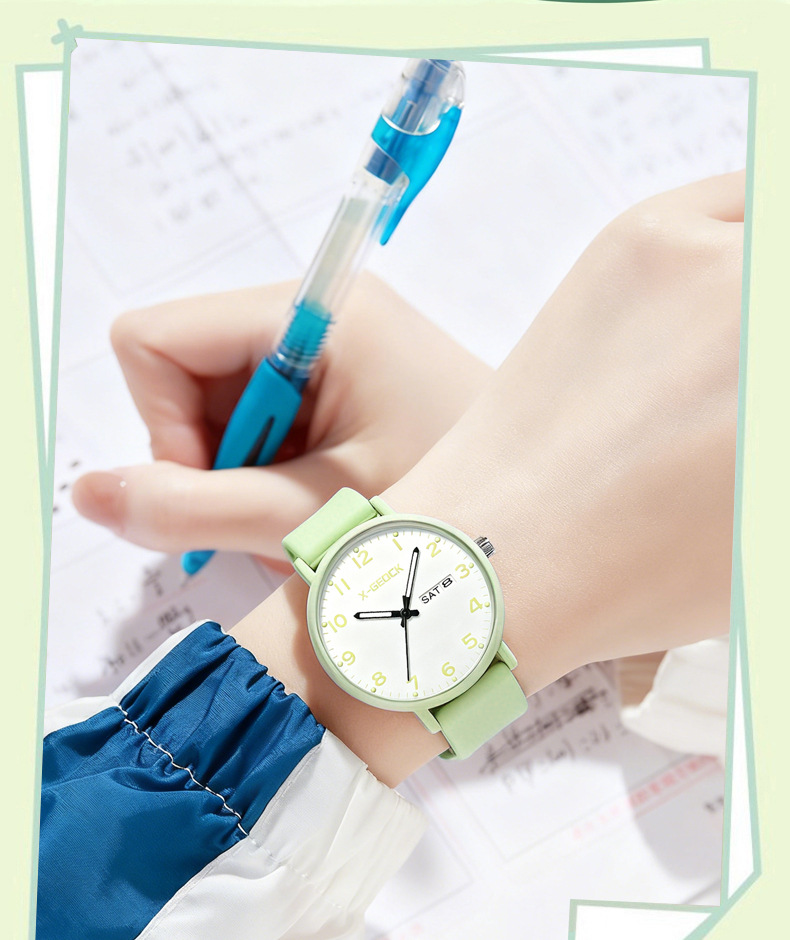 Exam watch quartz time-only display luminous