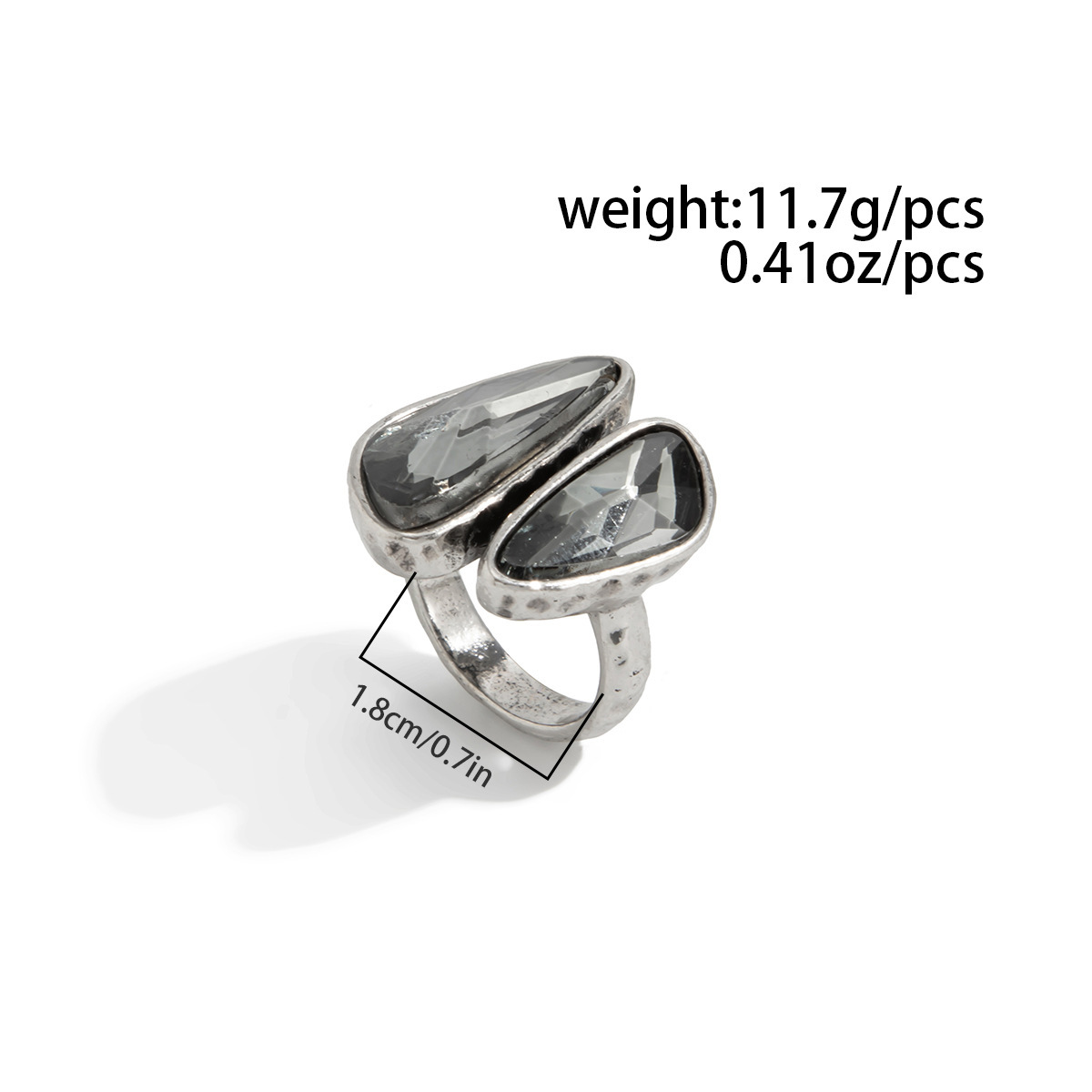 Acryl-Schwarzstein-Ring mit geometrischem Metallquadrat