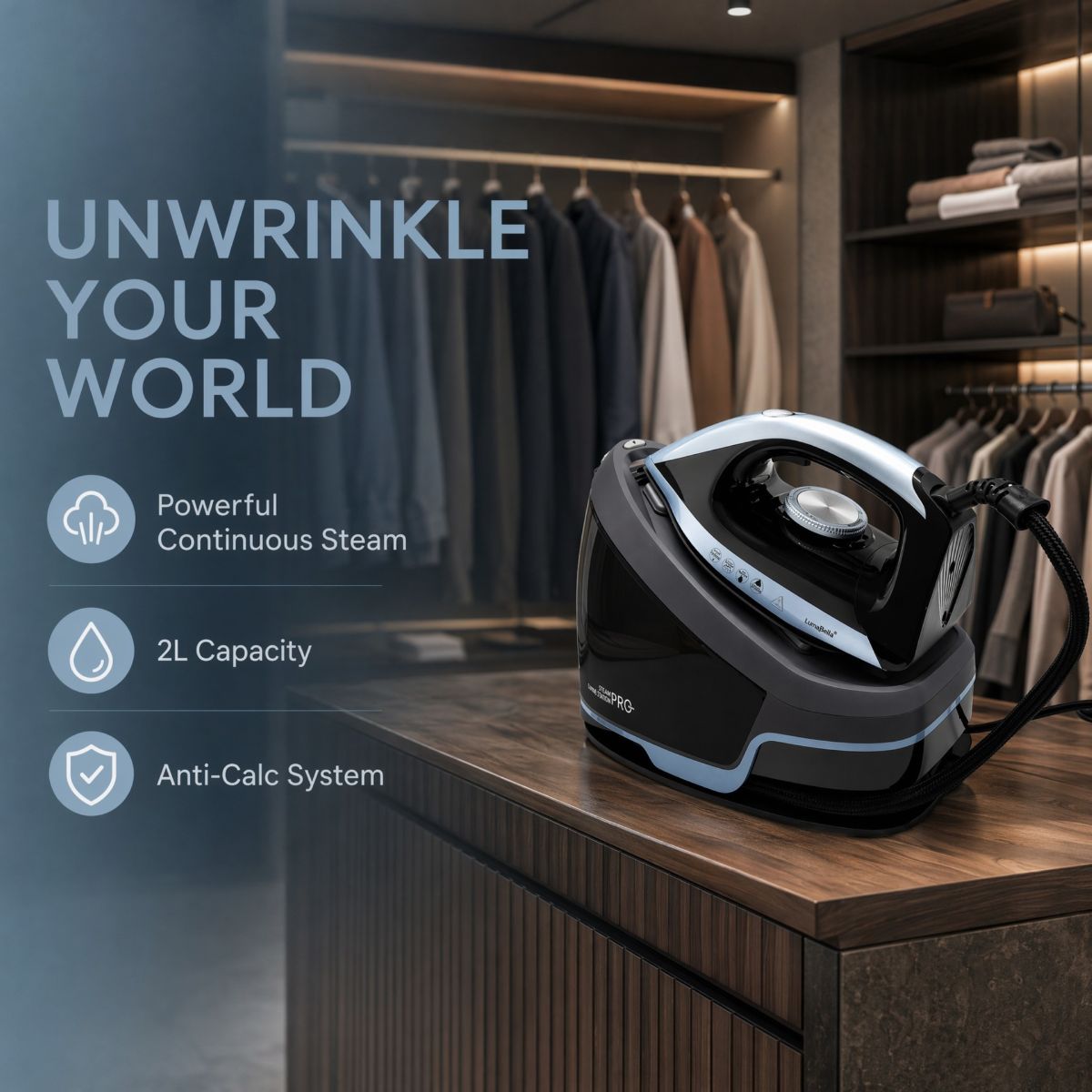 Portable pressure steam iron handheld high power