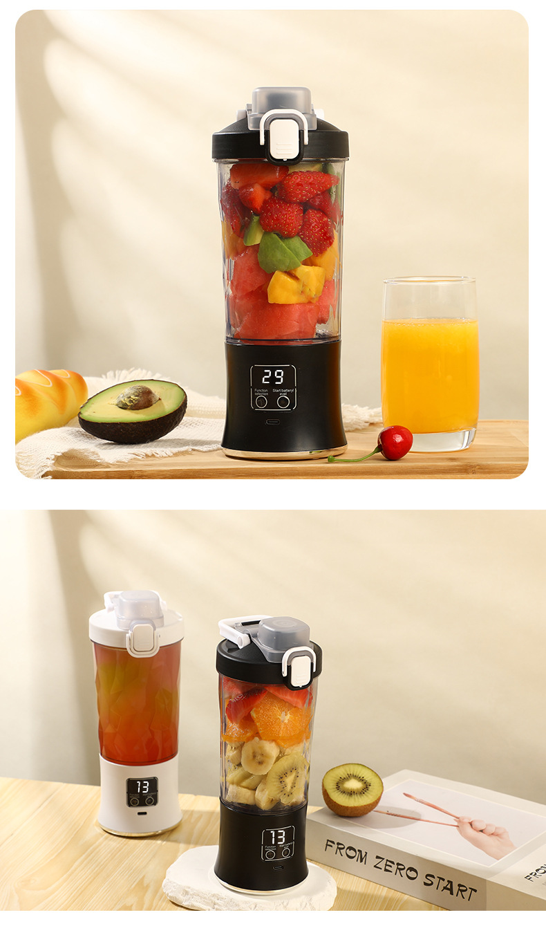 Portable electric fruit juicer, ice crushing, rechargeable